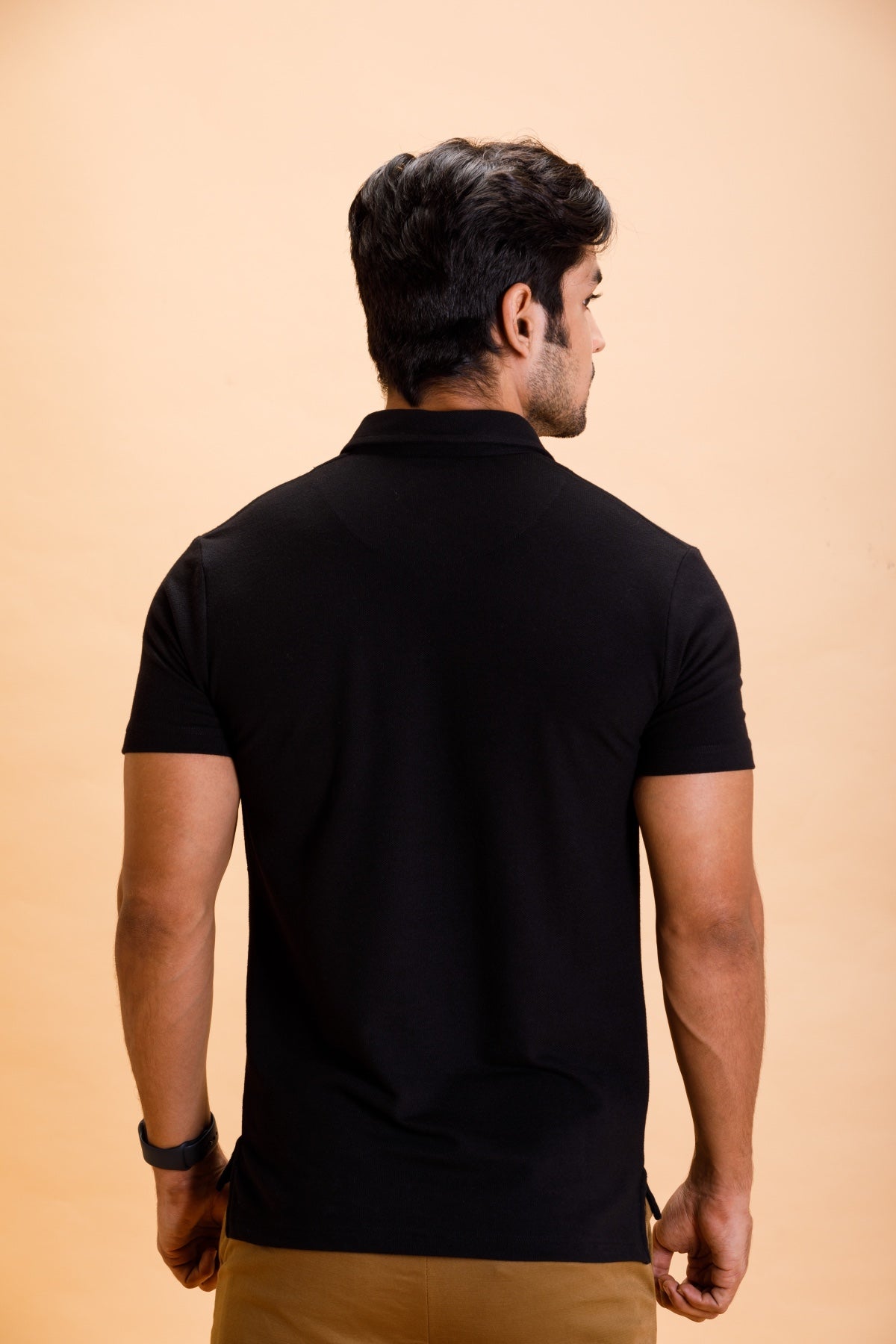 Black Cotton Polo Shirt