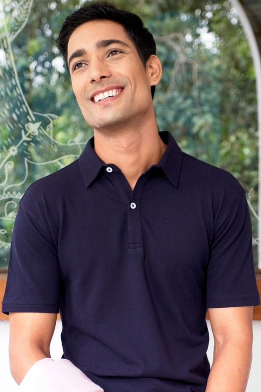 Navy Cotton Polo Shirt